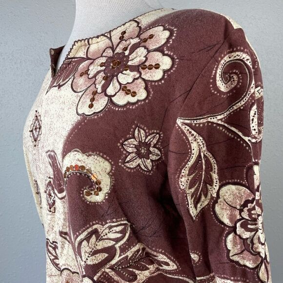 Alfred Dunner Three Quarter Sleeve Sequined Top Size S EUC - Picture 5 of 7